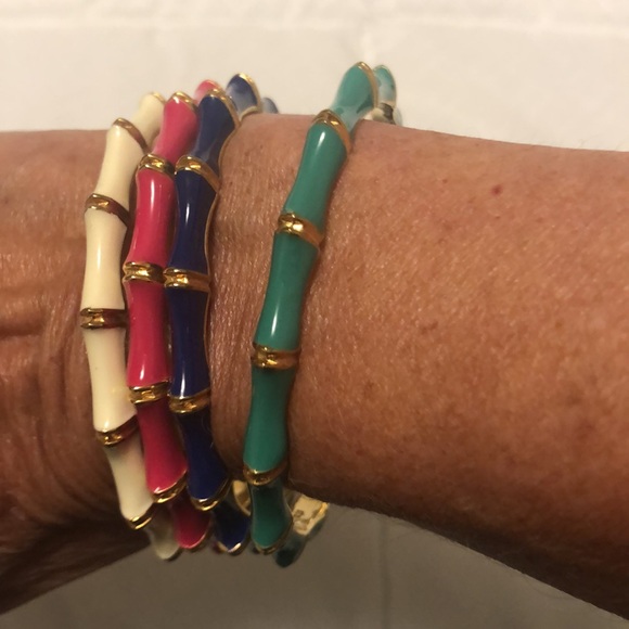 Stella and Dot retired gold metal and enamel bangle bracelets. - Picture 6 of 8